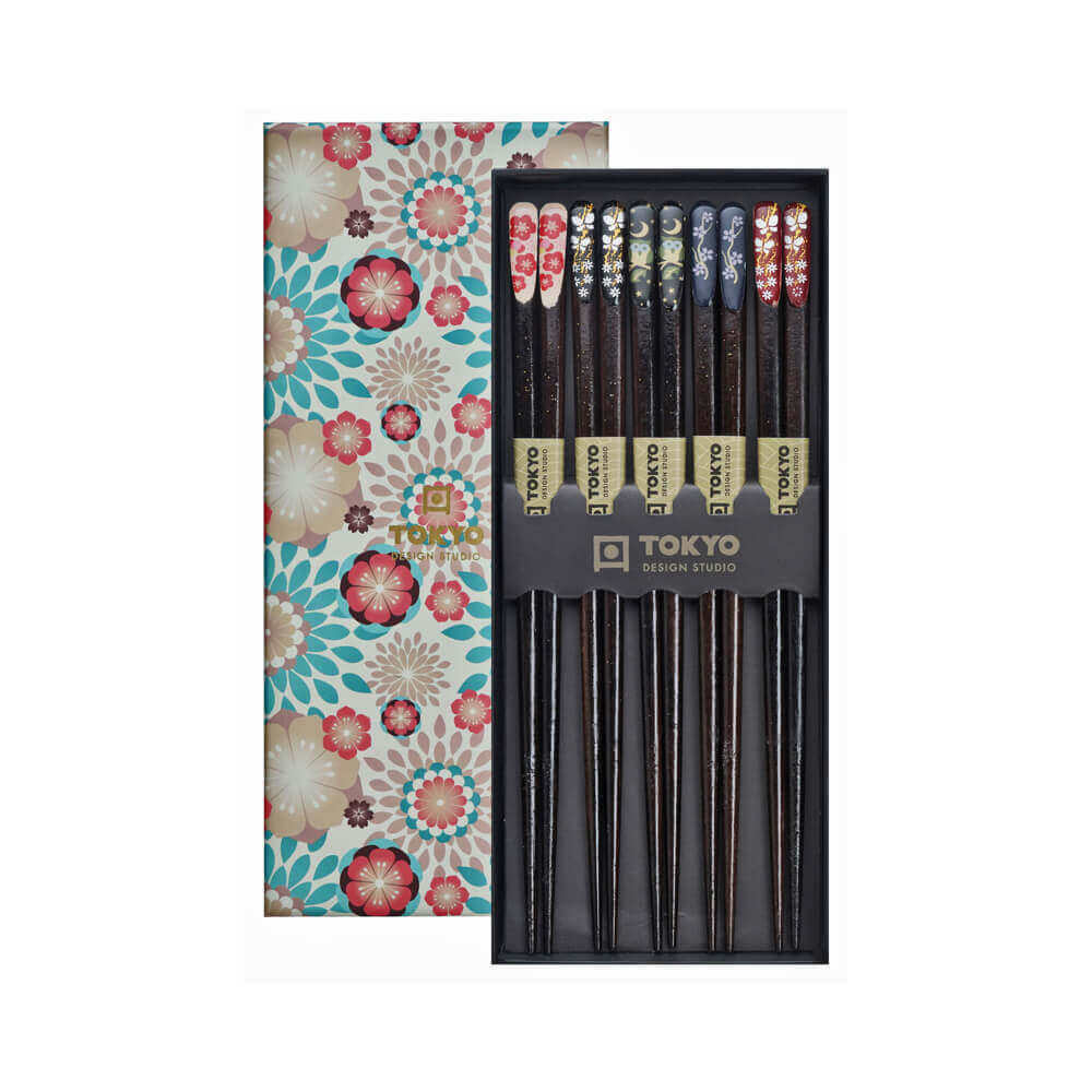 Tokyo Design Studio Nippon Floral Set of 5 Chopsticks Giftset